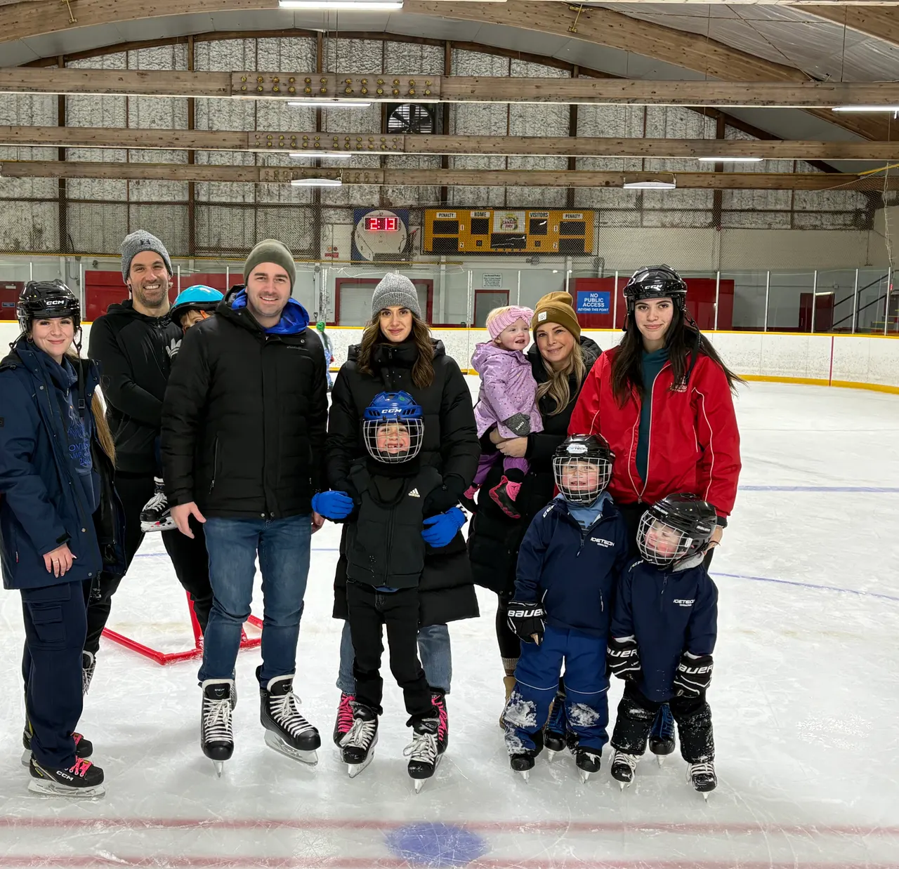 Families on the ice at a public skate at the Stoney Creek arena