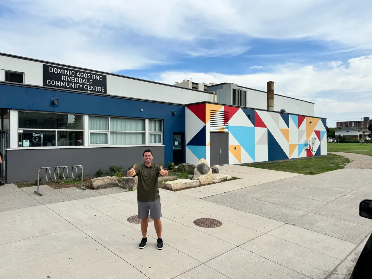 The Dominic Agostino Riverdale Community Centre and its exterior mural